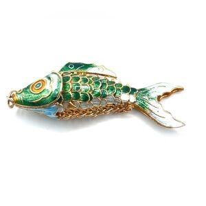 Vintage  Cloisonné Fish Pendant- Decorative Fish Figurine